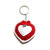 Portachiavi rosso con cuore bianco ad uncinetto 7x6 cm - 2PRT