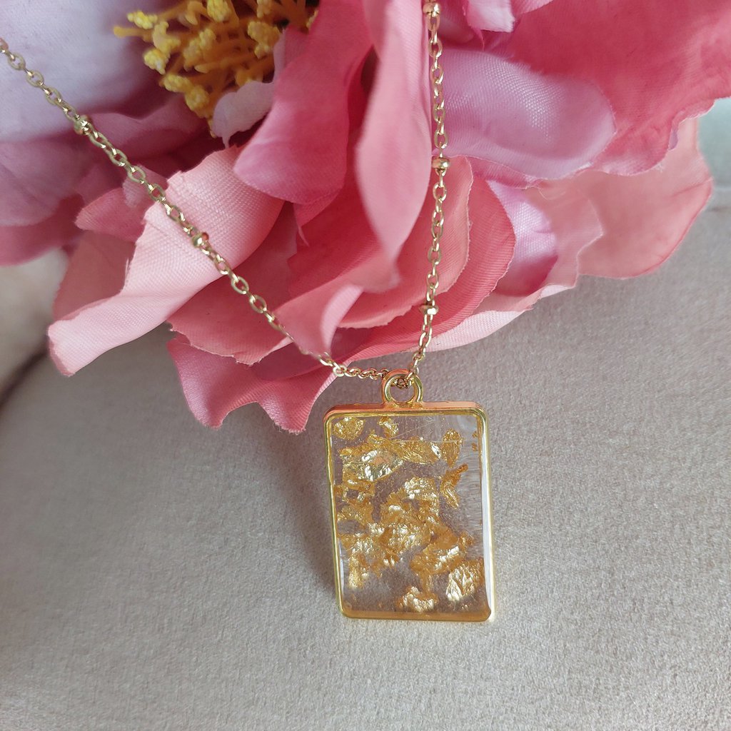 Pendente Quadrato Con Un Ossido Di Zirconio 6 Mm - Dorato Con Oro Fino Crystal X1