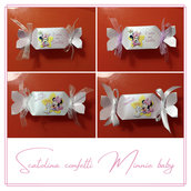Scatolina a forma di caramella personalizzabile di "Minnie baby" per Nascita, Battesimo...