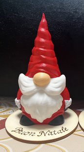 Babbo Natale su base in legno dipinto a mano 10cm realizzato con stampante 3D