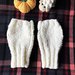  Mezzi guanti Pecora  handmade a maglia in bianco e nero con applicazione 