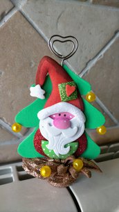 Portafoto clip Babbo Natale su albero di Natale in gomma crepla 