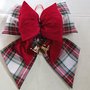 Fiocco fuoriporta in tartan bianco e rosso di Natale / Ghirlanda di Natale 