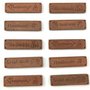 Etichetta artigianali in legno Handmade con 4 fori  Lotto di 5 pezzi assortiti 