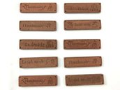 Etichetta artigianali in legno Handmade con 4 fori  Lotto di 5 pezzi assortiti 