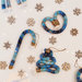 Addobbi Natalizi blu e oro, decorazione albero di Natale, regalo Natale, idea regalo, personalizzabile, bastoncino di zucchero, bretzel, babbo natale, cuore