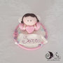 Cake topper angelo con cuore con base e pergamena personalizzata con nome