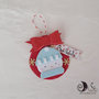 pallina con pupazzo di neve e targa buon natale con fiocco rosso idea regalo segnaposto natale bambini