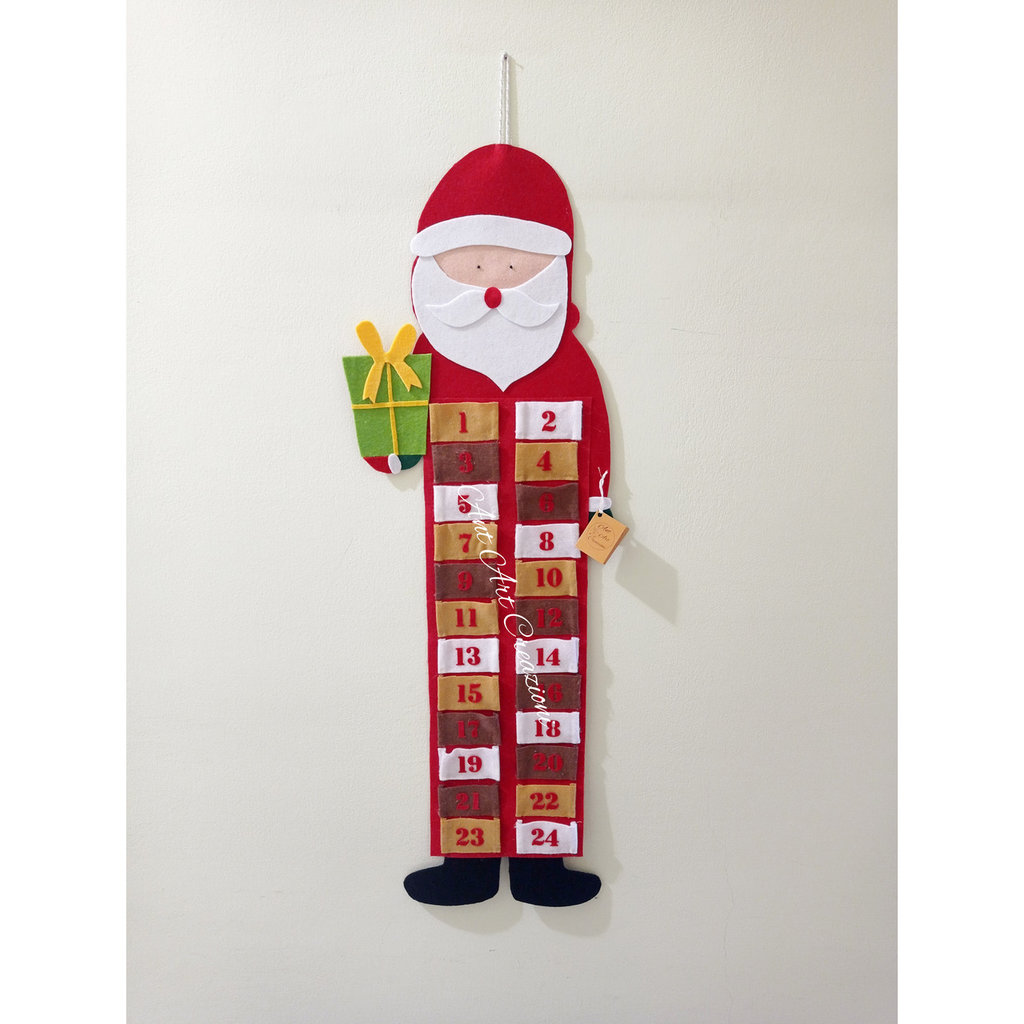 Calendario Avvento Tascabile Calendario Avvento Babbo Natale In Feltro - 24 Porte 116cm Per Decorazione Natalizia Calendario Feltro Natale