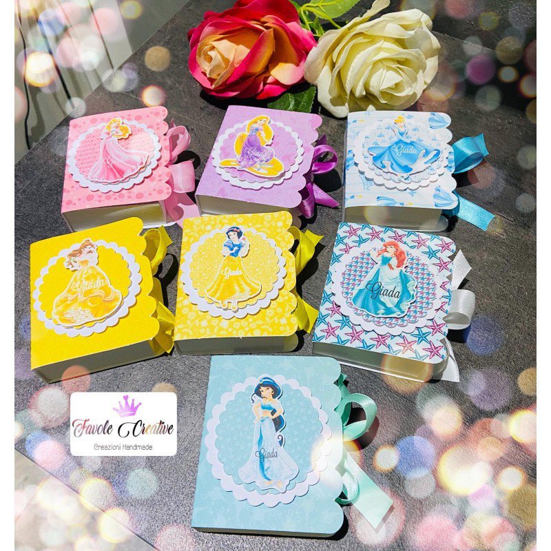 12 Scatole Portaconfetti A Tema Principessa – Con Manico – 16x9,5x9,5 Cm – Per Compleanno, Baby Shower, Matrimonio