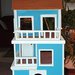Casa delle bambole ricondizionata in legno, 3 piani, stile inglese color turchese(dollhouse)