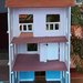 Casa delle bambole ricondizionata in legno, 3 piani, stile inglese color turchese(dollhouse)