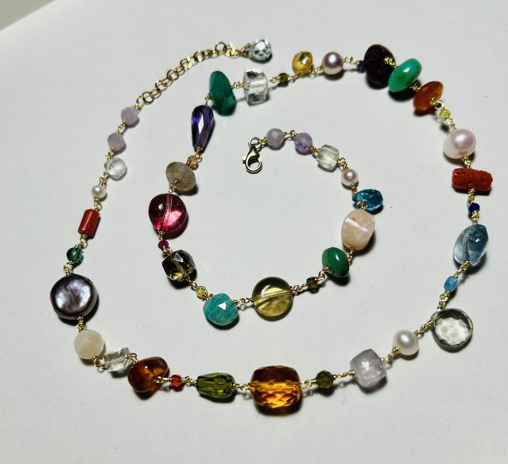 COAI Collana Girocollo In Pietre Naturali: Onice E Sette Chakra, Unisex Con Catena Regolabile