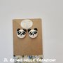 Orecchini a lobo in fimo con base in acciaio inox  con panda fatti a mano