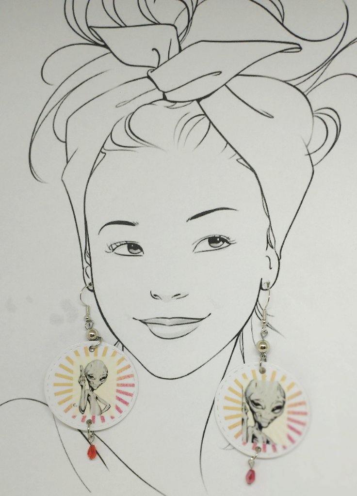 ORECCHINI ALIENI ALIEN PENDENTI ACCESSORI MODA IDEA REGALO STILE DONNA ECC