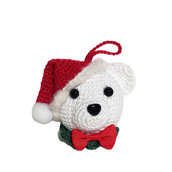 Amigurumi Palla di Natale orsetto bianco ad uncinetto 9x11 cm - 67NTL