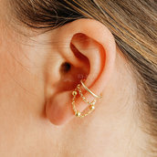 Oro Rosa Ear Cuff Con Fascia E Doppia Catena in 12K Rose Gold Filled