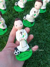 Statuina media calciatore comunione bimbo calcio regalo madrina padrino nonni