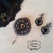 Spillone, vintage, retro', nero, grigio, argento, bead embrodery
