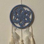 Acchiappasogni Azzurro Con Albero Della Vita E Perline Colorate - Fatto A Mano, Diametro 16 Cm, Lunghezza 60 Cm - Decorazione Parete Camera Da Letto