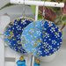 Orecchini stampa giapponese blu floreale 