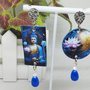 Orecchini gioielli in carta con Swarovski e pietre dure blu . Buddha spirituale 