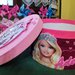 Scatola porta merende festa Barbie con operchio personalizzabile rivestita gomma crepla glitter
