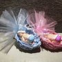 Bomboniera angelo ali neonato che dorme fimo gesso segnaposto battesimo 
