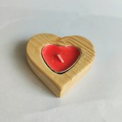 Porta candele, lumini  a forma di cuore fatti a mano in legno di Abete - San Valentino, Ricorrenze