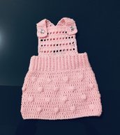 Vestito salopette neonata bambina lana da 6 a 12 mesi
