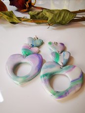 Orecchini pendenti in argilla polimerica/ orecchini handmade per lei/ idea regalo per lei
