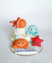 Cake topper pesci- tema mare - cake topper personalizzabile