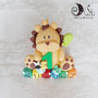 cake topper leone primo compleanno con numero e palloncino verde su cubi auguri multicolore animaletti giungla