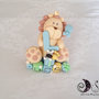 Cake topper leone battesimo Lettera con animali giungla e cubi nome 