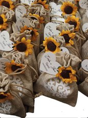 Bomboniera sacchetto albero della vita  girasole 🌻 tag  sposi matrimonio segnaposto confetti confettata cresima comunione 