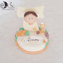 Cake topper comunione croce con angelo e pergamena con nome personalizzabile 