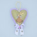 Set 2 decorazioni pasquali lilla a forma di cuore con coniglietto 