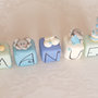 Cake topper elefante su cubi nome in scala di blu 8 lettere 8 cubi personalizzabile 