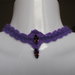 Collarino girocollo collana lana ametista viola cristalli uncinetto collier