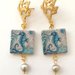 Orecchini in ceramica e perle "Blue Seahorse"