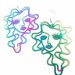 Orecchini Viso astratti grande, Orecchini pendenti colore Arcobaleno con monachelle in Acciaio - WME08