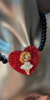 Collana Marilyn Monroe cuore rosso 