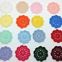 Set 64 mini centrini fiori fatti a uncinetto cotone sottile 16 colori - 4 cm