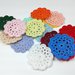Set 64 mini centrini fiori fatti a uncinetto cotone sottile 16 colori - 4 cm