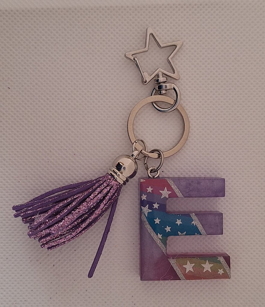 Portachiavi Personalizzato Con Lettera Alfabeto J - Ciondolo In Metallo Con Strass Intarsiati - Unisex - Regalo Ideale