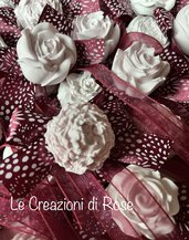Segnaposto 30 gessetti profumati Fiori rosa nastro Borgogna Laurea Compleanno 