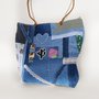                  Borsa jeans con pannello patchwork 