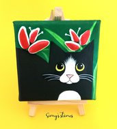 gattino tra i fiori canvas