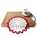 Centrino bianco e rosso ad uncinetto in cotone 21.5 cm - 53CN