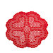 Centrino rosso a filet ad uncinetto in cotone 33x30 cm - 36FLT